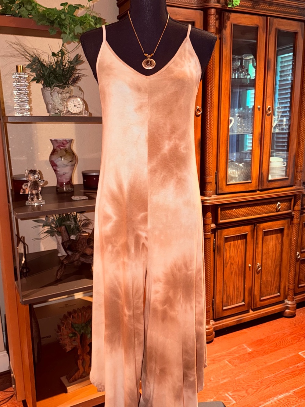 Women's Cream-Tan Satin Slip Jumpsuit